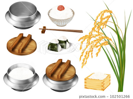 rice cooker pot rice rice ear of rice freshly cooked masu rice cooker pot rice rice ear of rice freshly cooked masu 102501266