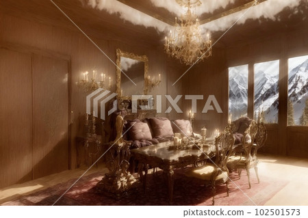 A room in a medieval castle in winter A room in a medieval castle in winter 102501573