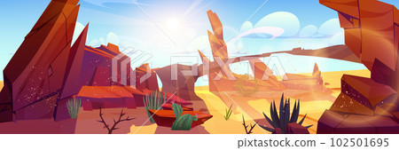 Rock and canyon in desert game cartoon landscape Rock and canyon in desert game cartoon landscape 102501695