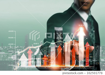 Businessman working with digital finance business graph of perceptive technology 102501778