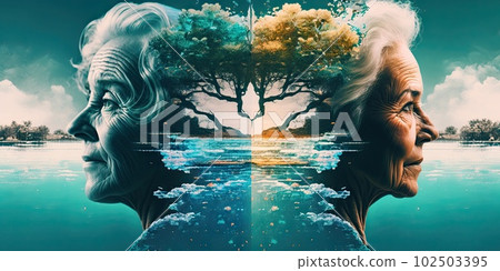 Senior adult therapist beautiful persons aqua landscape. Generative AI AIG15. Senior adult therapist beautiful persons aqua landscape. Generative AI AIG15. 102503395