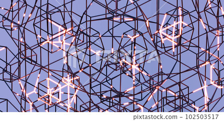Photo of sparkling lights hanging in the night sky 3d render illustration 102503517