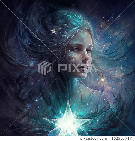 pleiades universe goddess lemuria fifth dimension spiritual illustration art (AI generated image) 102503717