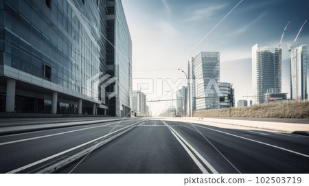 Modern cityscape with a road. Generative AI AIG21. 102503719