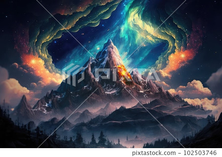 beautiful celestial sky, dreamy, fantasy, celestial, astrology Stock  Illustration