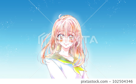 水手服女學生笑淚上身藍天 102504346