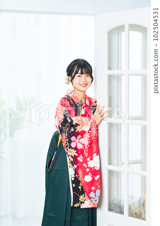 Girl in Japanese clothes photo studio photo studio 102504531