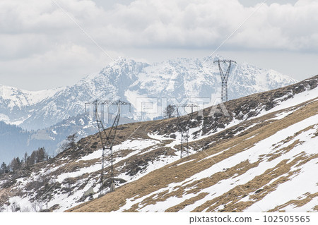High voltage line in the mountains High voltage line in the mountains 102505565