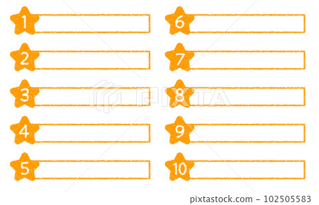 Crayon material Star-shaped title design set with numbers 102505583