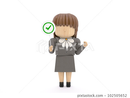 Wooden doll style 3DCG illustration Woman in a suit OK 102505652