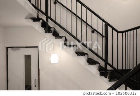 Modern emergency escape staircase stairwell 102506312