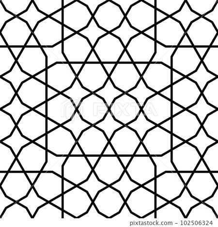 Seamless geometric ornament based on traditional islamic art. Black and white. Seamless geometric ornament based on traditional islamic art. Black and white. 102506324
