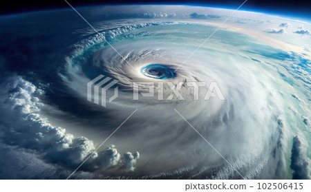 Typhoon hurricane natural disaster illustration seen from space (AI generated image) 102506415