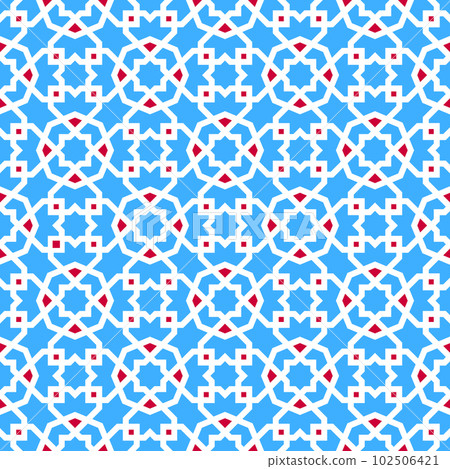 Seamless arabic tradition geometric ornament in color. 102506421