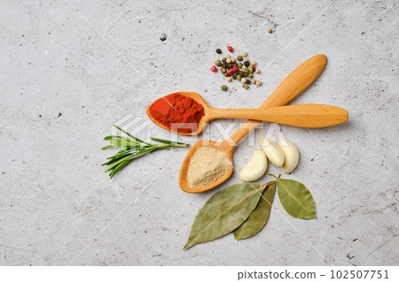 Top view of spice and herbs for cooking 102507751