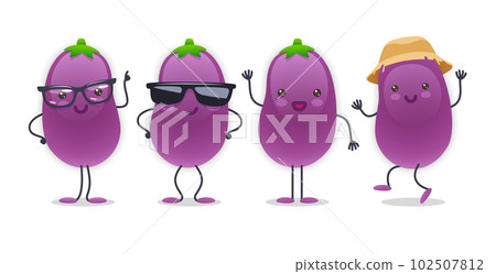 Eggplant Character with Various Face Expressions Eggplant Character with Various Face Expressions 102507812