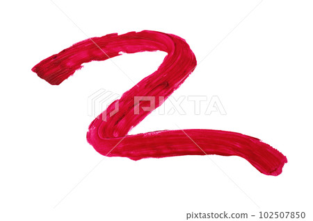 Red lipstick swatch isolated on white background. Brush stroke of lipstick or wet eye shadow for design. Red lipstick swatch isolated on white background. Brush stroke of lipstick or wet eye shadow for design. 102507850
