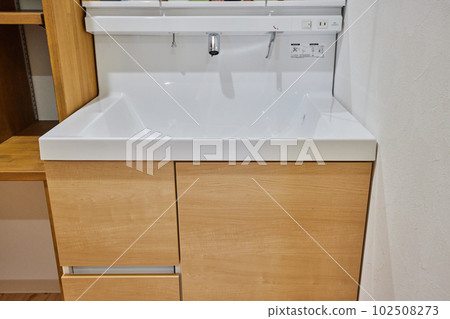 Washstand, new construction, faucet, sink 102508273