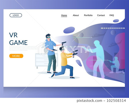 VR game vector website landing page design template VR game vector website landing page design template 102508314