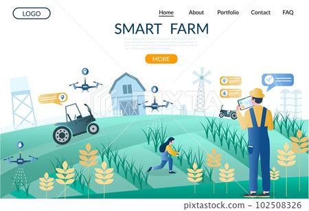 Smart farm vector website landing page design template 102508326