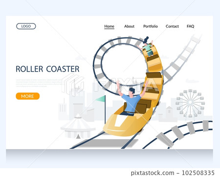 Roller coaster vector website landing page design template 102508335