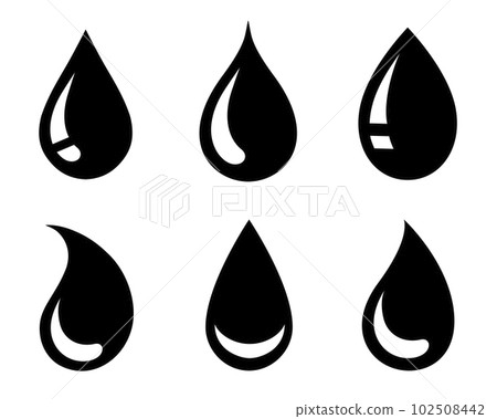 black droplet and drops silhouettes set icon black droplet and drops silhouettes set icon 102508442