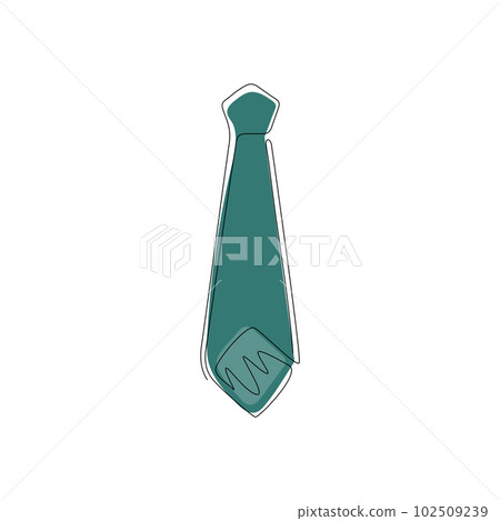 Continuous one line drawing tie icon on white background. Tie based concept logo. Business symbol, playful tie flat isolated banner poster card. Single line draw design vector graphic illustration 102509239