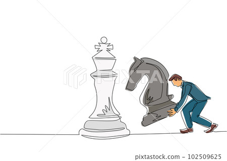 Continuous line drawing Chess pieces king Vector Stock Vector, pieces of  chess drawing