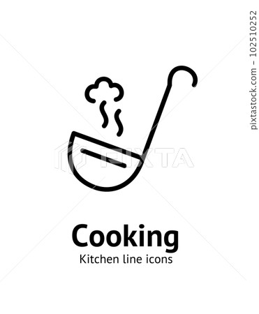 Cooking Soup Ladle Sign Thin Line Icon Emblem Concept. Vector Cooking Soup Ladle Sign Thin Line Icon Emblem Concept. Vector 102510252