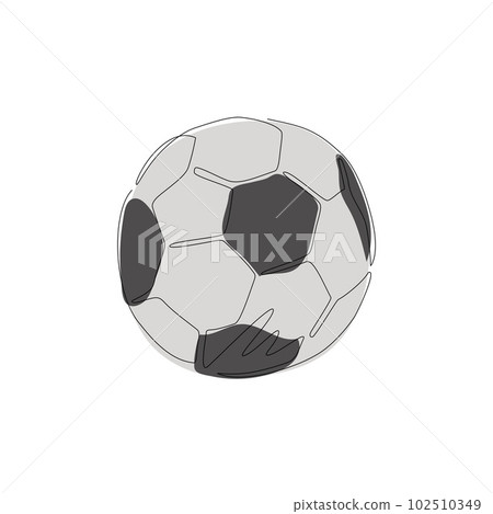 Continuous one line drawing football games icon. Ball symbol. Sport sign, emblem isolated on white background. Flat style for website app, logo. Single line draw design vector graphic illustration 102510349