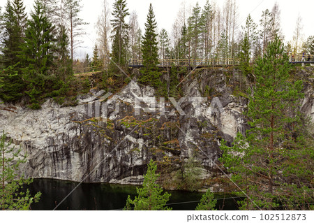 Marble canyon in Mining park Ruskeala at autumn 102512873
