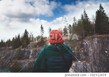 Marble canyon in Mining park Ruskeala at autumn Marble canyon in Mining park Ruskeala at autumn 102512874