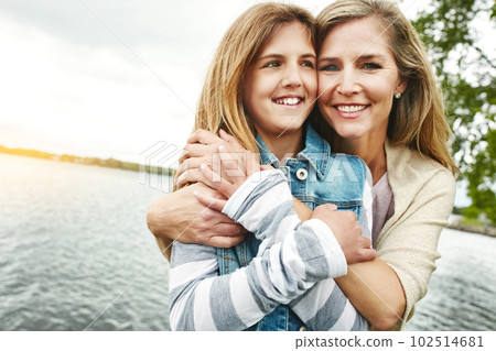 No one else makes me feel this lucky. Portrait of a mother and her daughter bonding outdoors. No one else makes me feel this lucky. Portrait of a mother and her daughter bonding outdoors. 102514681