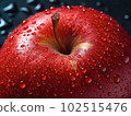 Generative IA of a red apple in close-up with water drop 102515476