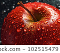 Generative IA of a red apple in close-up with water drop 102515479