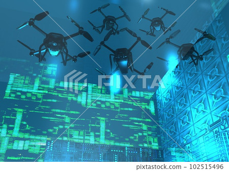 與現代技術和未來利用相關的無人機圖像 (3DCG) 102515496