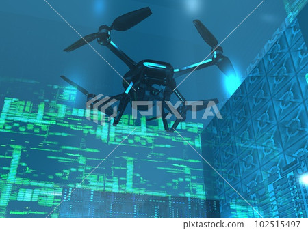 與現代技術和未來利用相關的無人機圖像 (3DCG) 與現代技術和未來利用相關的無人機圖像 (3DCG) 102515497