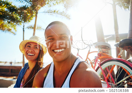 Summer has finally arrived. an affectionate young couple spending a summers day outdoors. 102516386