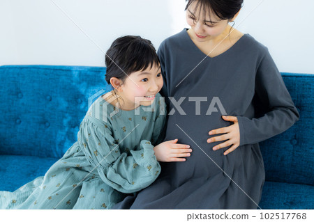 Parent and child Pregnant woman Elementary school girl 102517768