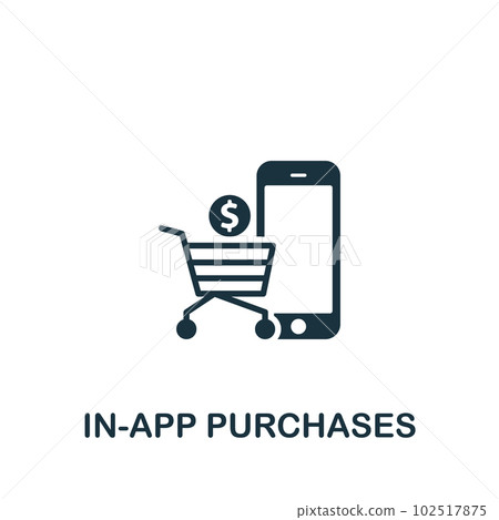 In-app purchases icon. Monochrome simple sign from app development collection. In-app purchases icon for logo, templates, web design and infographics. 102517875