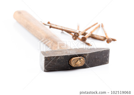 old hammer and nails 102519068