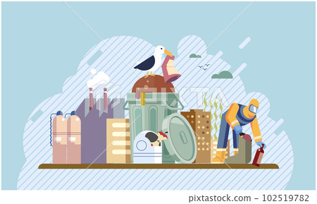 Pollution with garbage and waste big problem due to human activities and unreasonable consumption Pollution with garbage and waste big problem due to human activities and unreasonable consumption 102519782