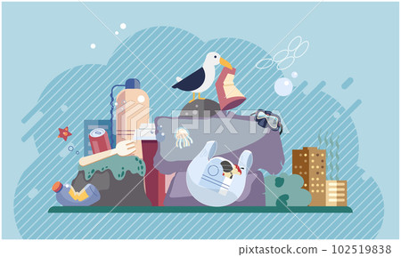 Pollution with garbage and waste big problem due to human activities and unreasonable consumption 102519838