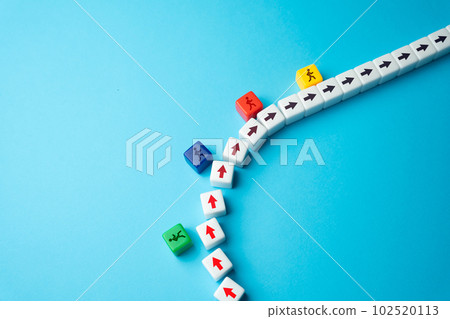 Stay last and win. Rivals in the race exit the competition one by one. Concept of rivalry. Get a boost to success. Endurance and mental toughness. Elimination game. Get out of business. 102520113