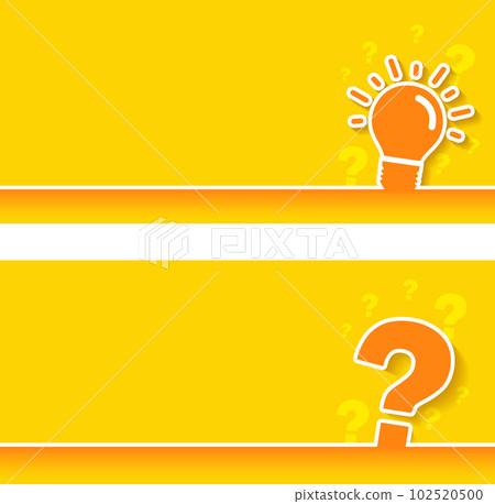 Glowing light bulb and Question mark on yellow background. 102520500