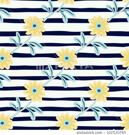 Cute flower seamless pattern in simple style. Hand drawn floral endless background. 102520765