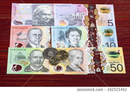 Australian Dollars - coins and banknotes 102521402