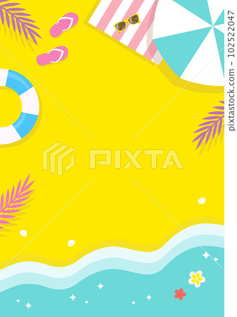 仲夏海灘沙灘遮陽傘浮環沙灘鞋背景素材_背景黃色 仲夏海灘沙灘遮陽傘浮環沙灘鞋背景素材_背景黃色 102522047