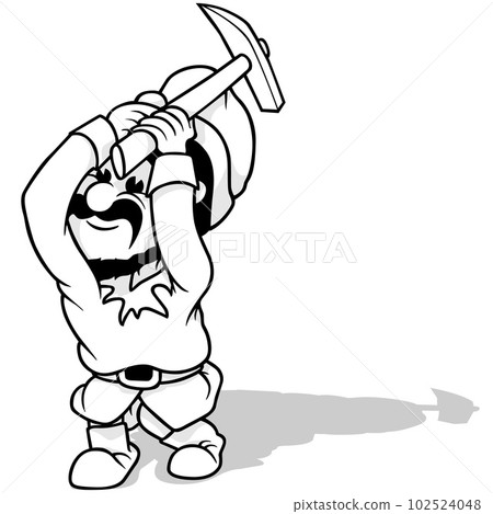 Drawing of a Dwarf Working with a Pickax Drawing of a Dwarf Working with a Pickax 102524048