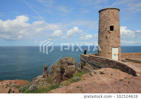 Old tower at the head of Cap Frehel, Brittany. French coast. Old tower at the head of Cap Frehel, Brittany. French coast. 102524628